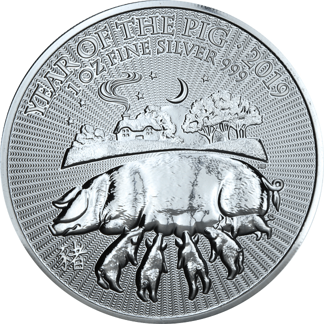 Серебряная монета 1oz Лунар Год Свиньи 2 фунта 2019 Великобритания (29127381) 0