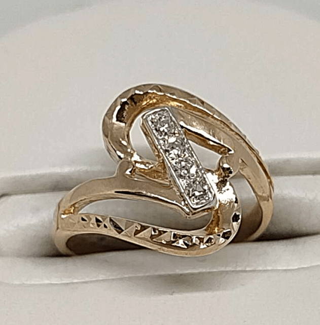 Кольцо из красного и белого золота с бриллиантом (-ми) (33279842) 0