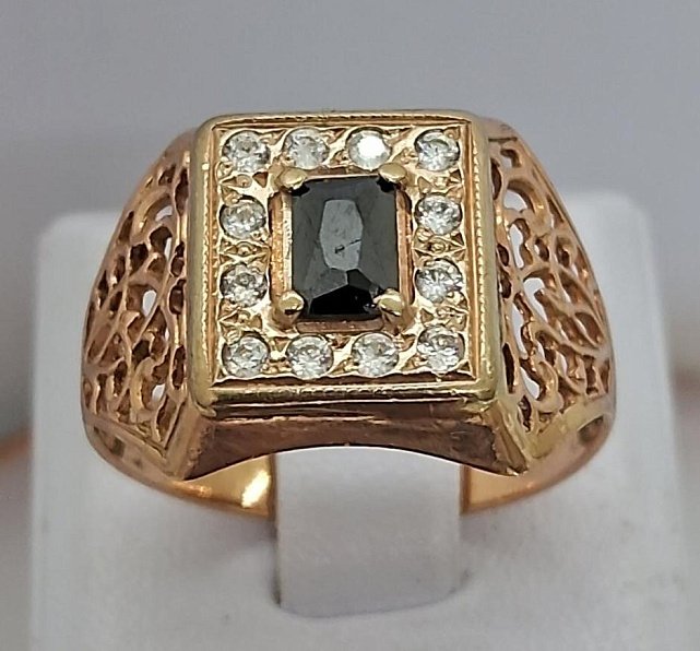 Перстень из красного и белого золота с цирконием (33779457) 0