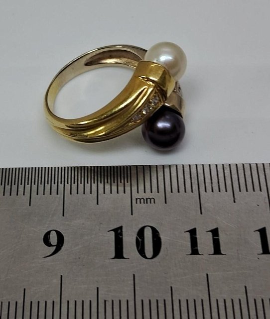 Кольцо из желтого и белого золота с жемчугом и бриллиантом (-ми) (32396583) 6