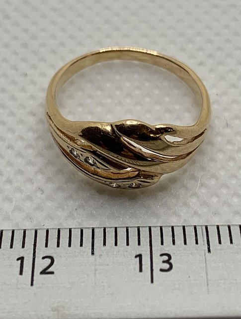 Кольцо из красного золота с цирконием (32582027)  4