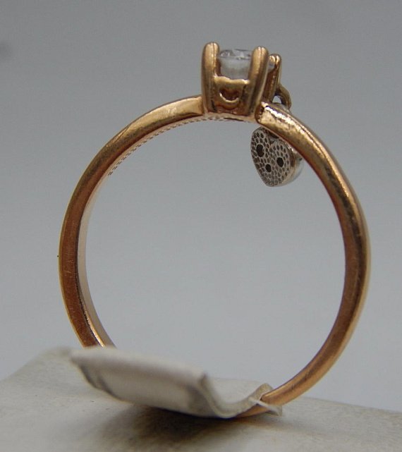 Кольцо из красного и белого золота с цирконием (28256021) 4