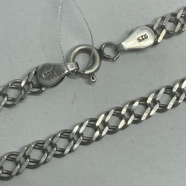 Серебряная цепь с плетением Двойной ромб (33965795) 0