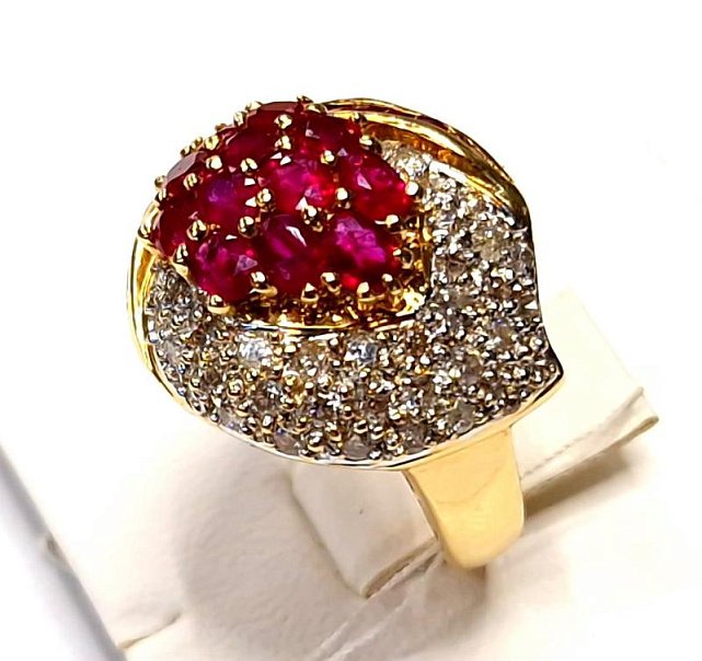 Кольцо из красного золота с рубином и бриллиантом (-ми) (31533655) 0