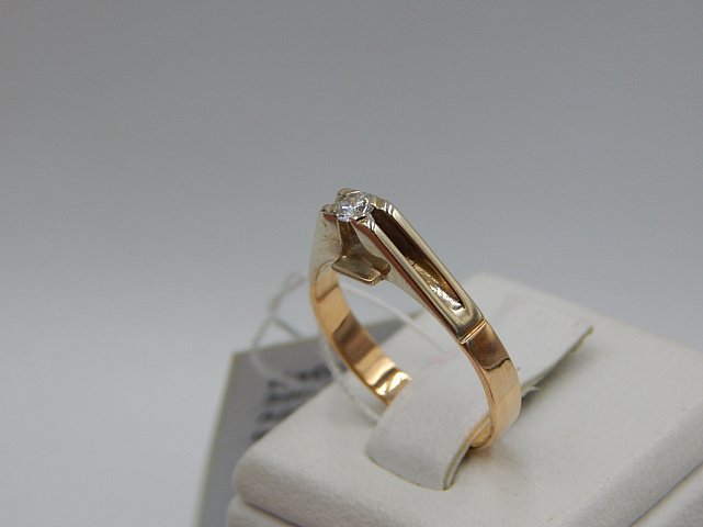 Кольцо из красного и белого золота с бриллиантом (-ми) (32202946) 3
