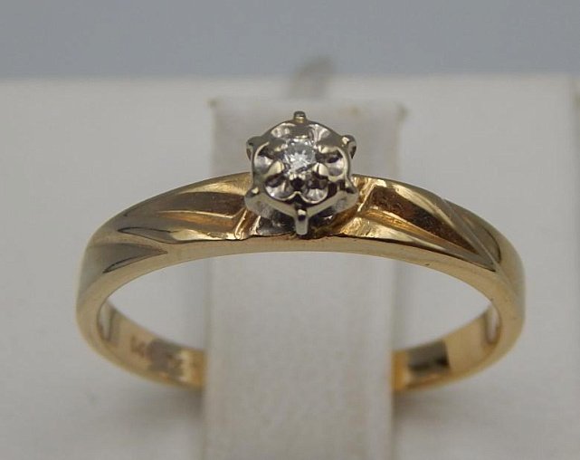 Кольцо из желтого и белого золота с бриллиантом (-ми) (31645737) 0