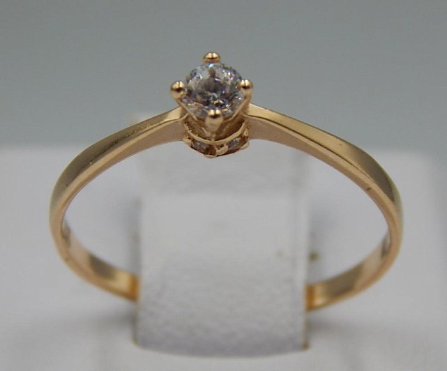 Кольцо из красного золота с цирконием (32650139)  2