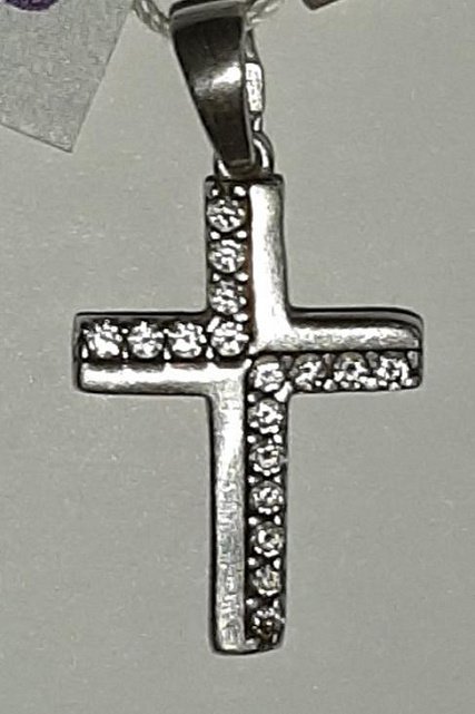 Серебряный подвес-крест с цирконием (12802290) 0
