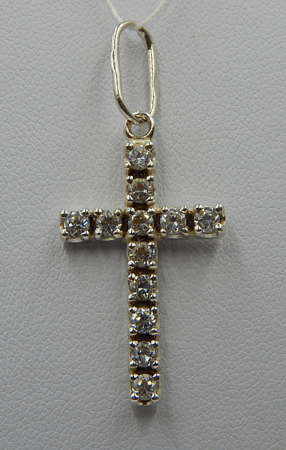 Серебряный подвес-крест с цирконием (32565929) 0