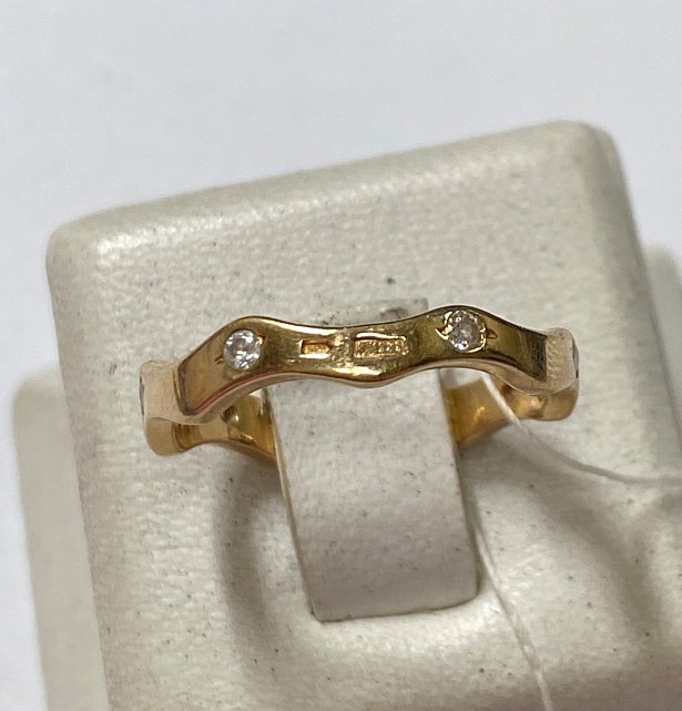 Обручальное кольцо из красного золота с цирконием (33905906) 3