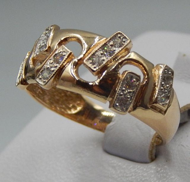 Кольцо из красного и белого золота с цирконием (31770334) 2