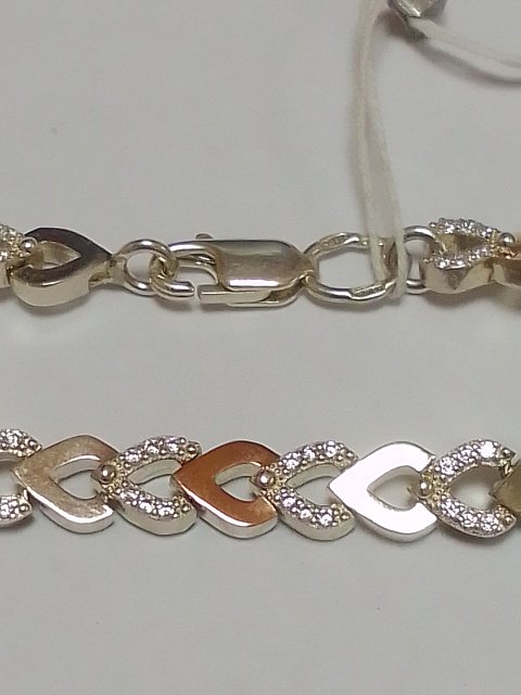 Срібний браслет з позолотою та цирконієм (32355169) 6