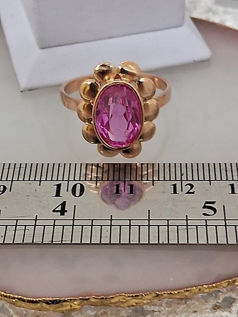 Кольцо из красного золота с корундом (33633522) 8
