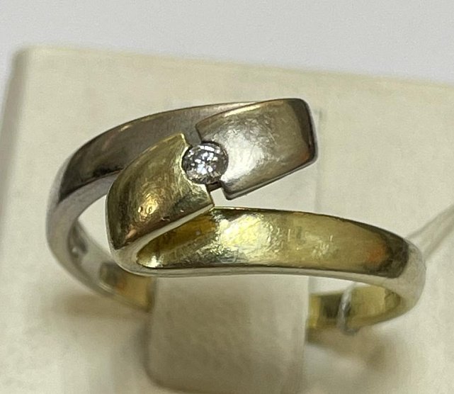 Кольцо из красного и белого золота с бриллиантом (-ми) (33277148) 0
