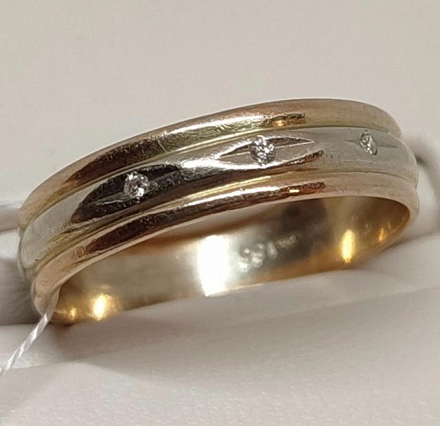 Обручальное кольцо из красного и белого золота с бриллиантом (-ми) (28822532) 0
