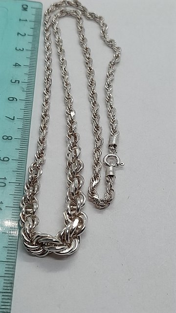 Серебряная цепь с плетением Веревочка (31803650) 3