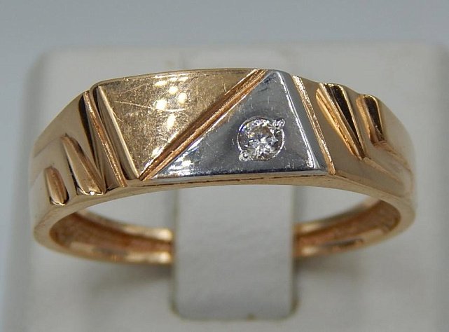 Кольцо из красного и белого золота с цирконием (28569335) 2