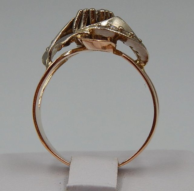 Кольцо из красного и белого золота с бриллиантом (-ми) (32203058) 3