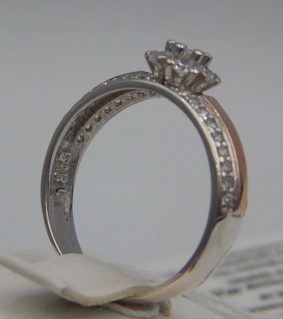 Серебряное кольцо с позолотой и цирконием (28353441) 2