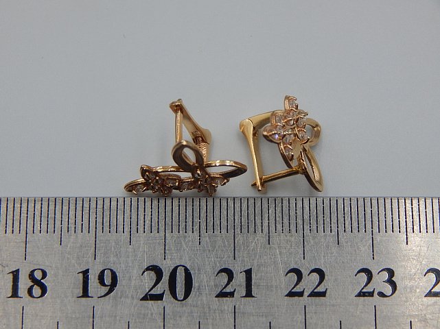 Сережки з червоного золота з цирконієм (33454522) 4