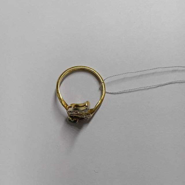Кольцо из желтого и белого золота с бриллиантами и изумрудом (27417429) 7