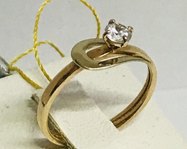 Кольцо из красного и белого золота с цирконием (29942139) 0