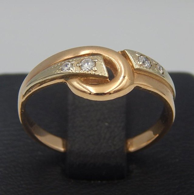 Кольцо из красного и желтого золота с цирконием (33833146) 0