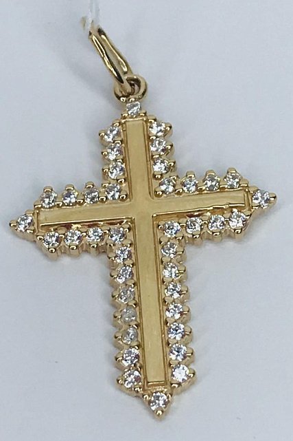 Подвес-крест из красного золота с цирконием (31622953) 0