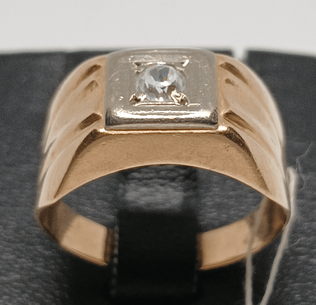 Перстень з червоного та білого золота з цирконієм (33657305) 0