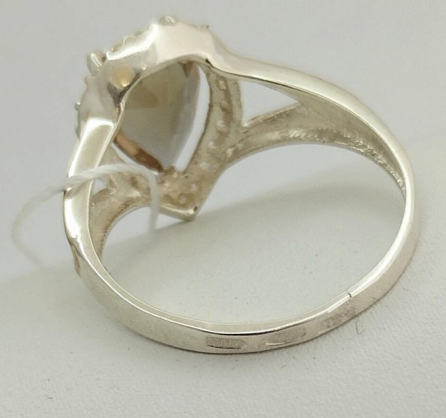 Серебряное кольцо с золотой вставкой, султанитом и цирконием (33756628) 1