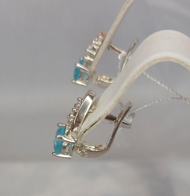 Срібні сережки з позолотою, топазом і цирконієм (33149520) 1