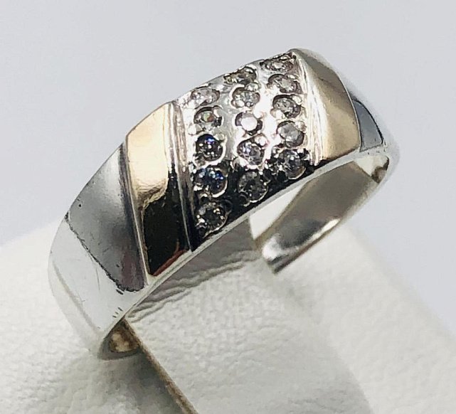 Серебряное кольцо с позолотой и цирконием (33896493) 0