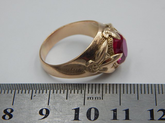 Кольцо из красного золота с корундом (28561911) 7