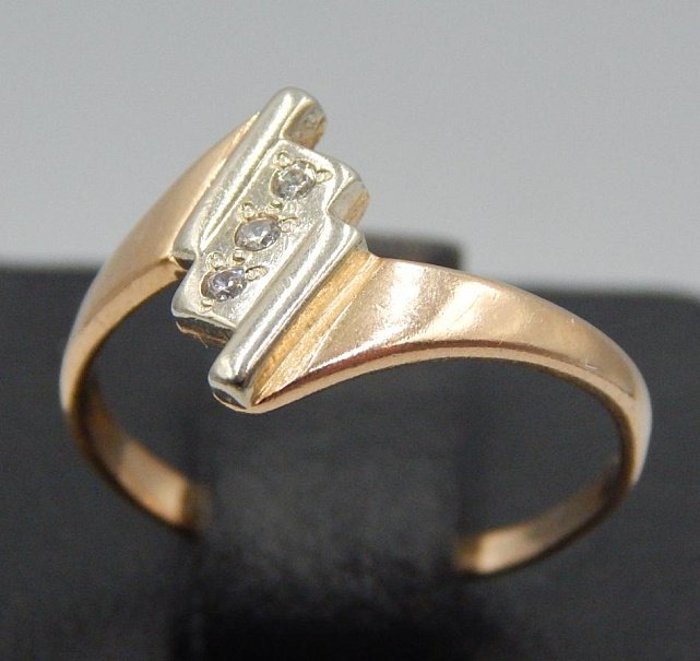 Кольцо из красного и белого золота с цирконием (33677575) 0