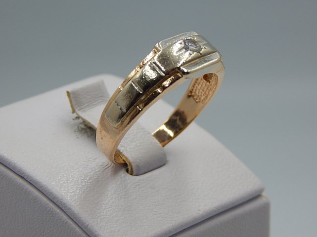 Кольцо из красного и белого золота с цирконием (32789327) 3