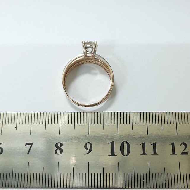 Кольцо из красного и белого золота с цирконием (33683579) 6