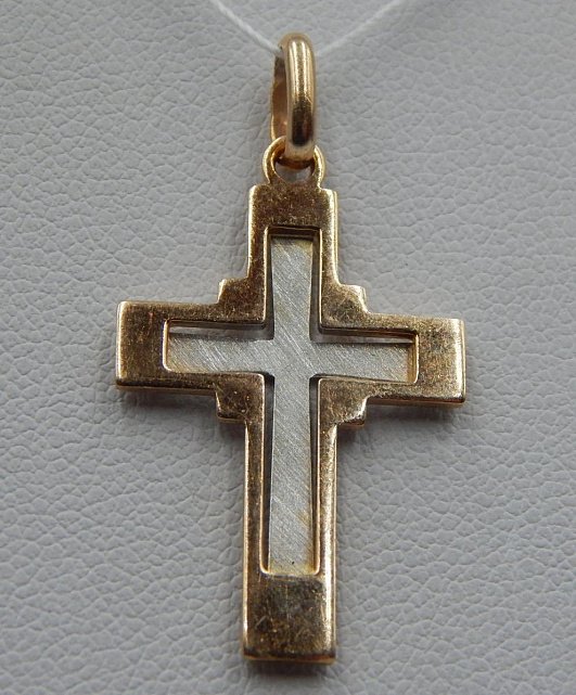 Підвіс-хрест з червоного та білого золота (32553404) 0