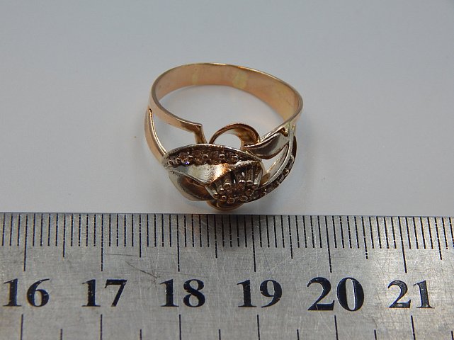 Кольцо из красного и белого золота с бриллиантом (-ми) (32203058) 5