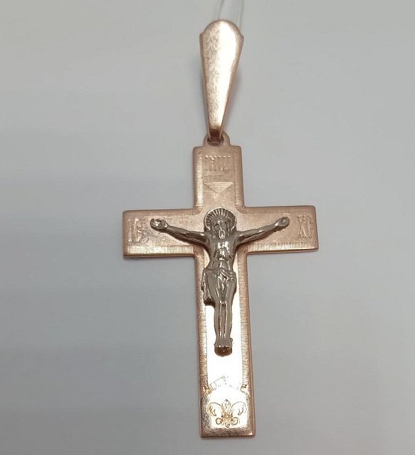 Підвіс-хрест з червоного та білого золота (33900162) 0