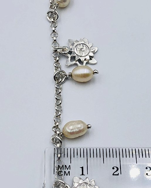 Срібний браслет з перлами (33720394) 3