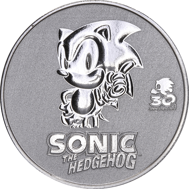 Серебряная монета 1oz Ежик Соник 30 Лет 2 доллара 2021 Ниуэ (29128035) 0