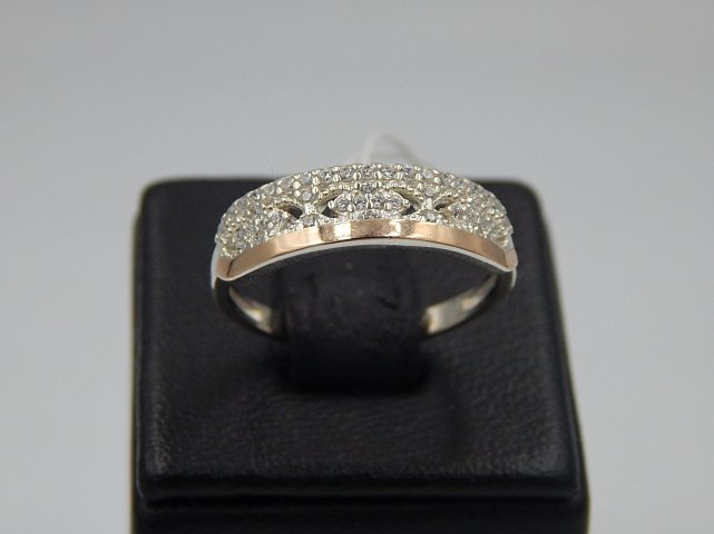 Серебряное кольцо с позолотой и цирконием (30537189) 1