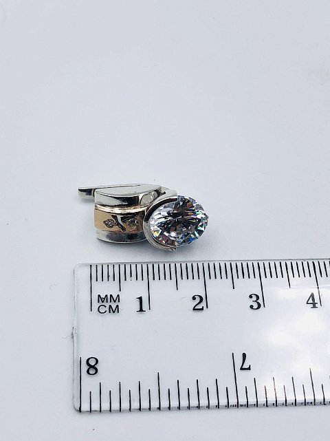 Срібні сережки із золотою вставкою та цирконієм (33894635) 2