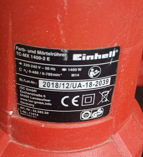 Будівельний міксер Einhell TC-MX 1400-2 E 1