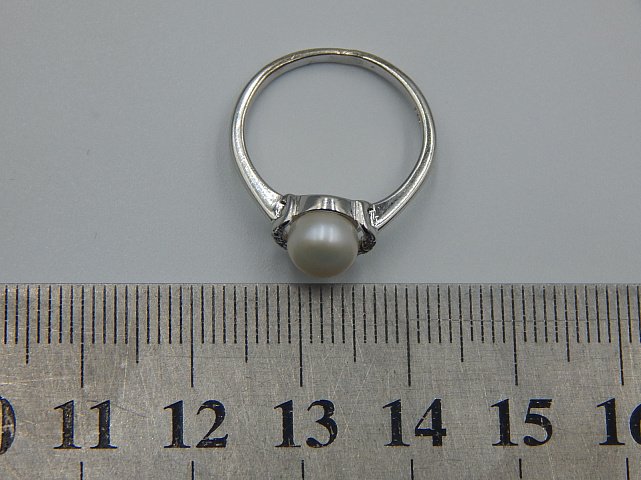 Срібна каблучка з перлами та цирконієм (33429181) 3