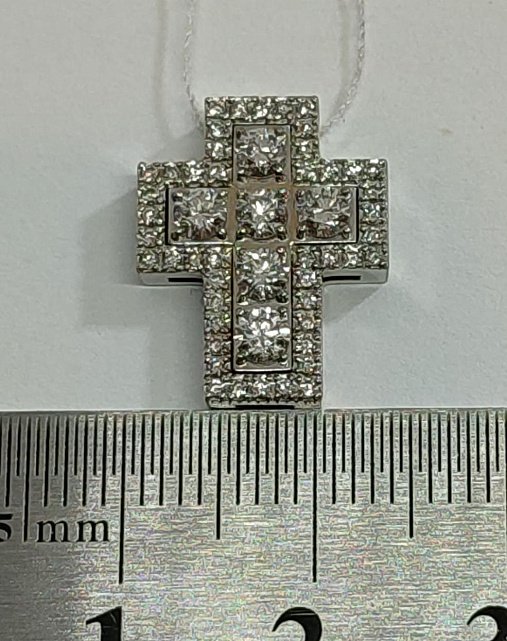Подвес-крест из белого золота с бриллиантом (-ми) (27416584) 2