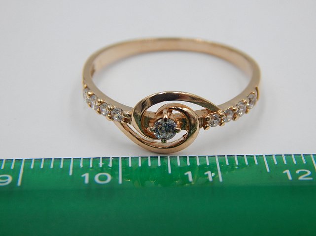Кольцо из красного золота с цирконием (32430562) 4
