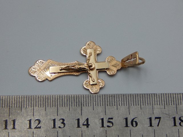 Підвіс-хрест з червоного золота (32790126) 3