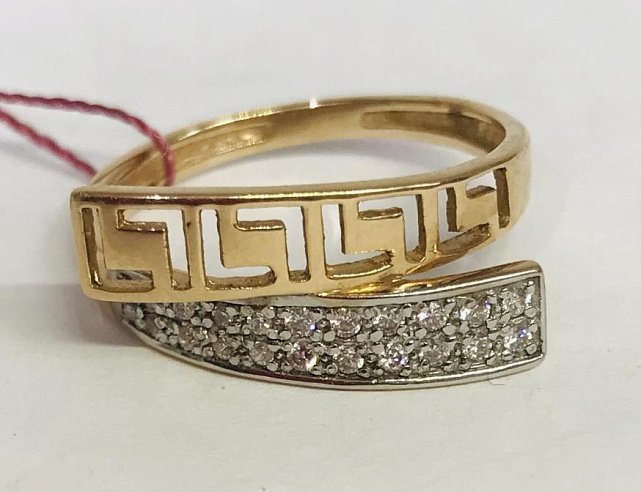 Кольцо из красного и белого золота с цирконием (29142028) 3