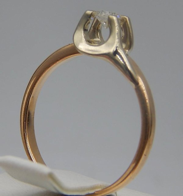 Кольцо из красного и белого золота с бриллиантом (-ми) (30745497) 3